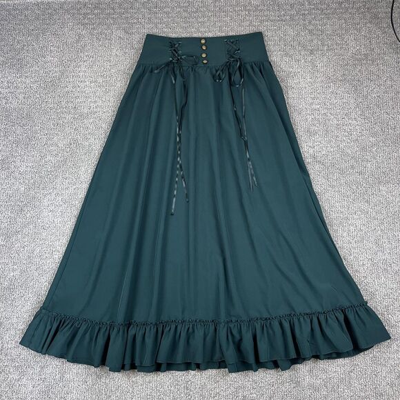 Scarlet Darkness Skirt Womens Large Dark Green Maxi Corset Gothic Renaissance - Picture 1 of 9